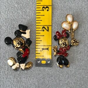 Disney Mickey and Minnie Gold and Black Brooch Set